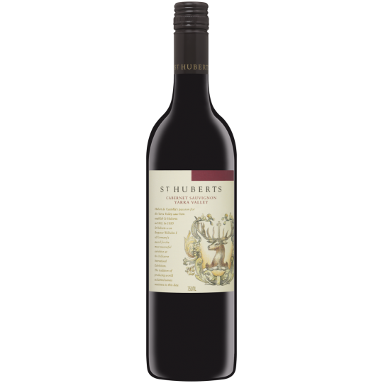 Paramount St Hubert's Yarra Cabernet Sauvignon red wine bottle, 750ml, featuring dark red wine in a glass.