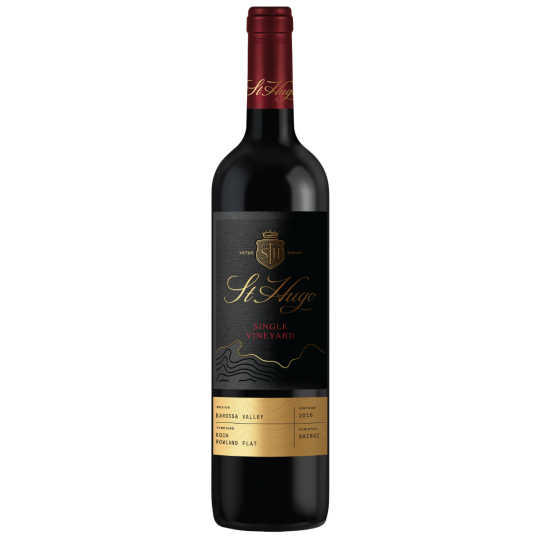 Paramount St Hugo Single Vineyard Southern Valley Shiraz 750ml red wine in a dark glass bottle with a label featuring vineyard imagery.