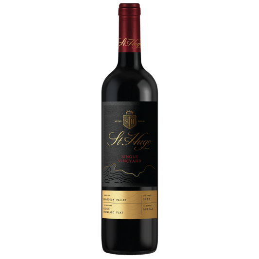 Paramount St Hugo Single Vineyard Southern Valley Shiraz 750ml red wine in a dark glass bottle with a label featuring vineyard imagery.