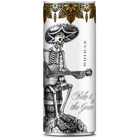 Paramount Take It To The Grave Shiraz red wine 250ml bottles, pack of 24, with dark red color and label details.