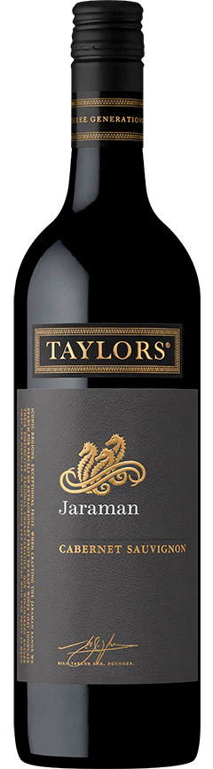 Paramount Taylors Jaraman Cabernet Sauvignon red wine 750ml bottle with dark red liquid and elegant label.