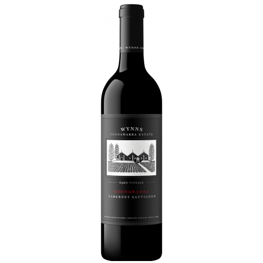 Paramount Wynns Black Label Cabernet Sauvignon 2019 red wine bottle with label visible in a clear glass bottle.