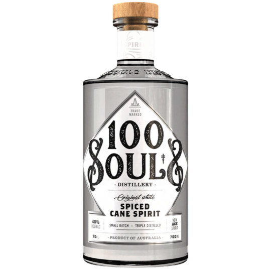 Paramount 100 Souls Original White Rum bottle, 700ml, with clear glass and white label, showcasing the rum's packaging.