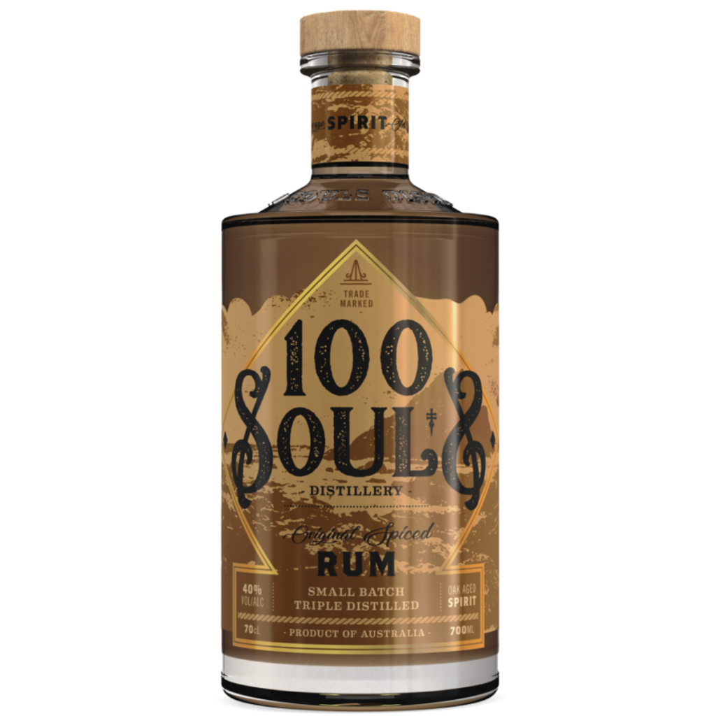 Paramount 100 Souls Spiced Dark Rum in 700ml bottle, featuring rich amber color and detailed label with dark spiced flavor notes.