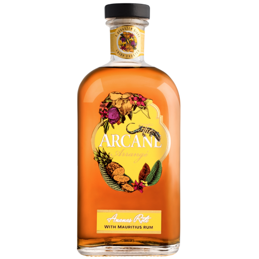 Paramount Arcane Roasted Pineapple Rum in 700ml bottle, showcasing the label and amber-colored rum inside.