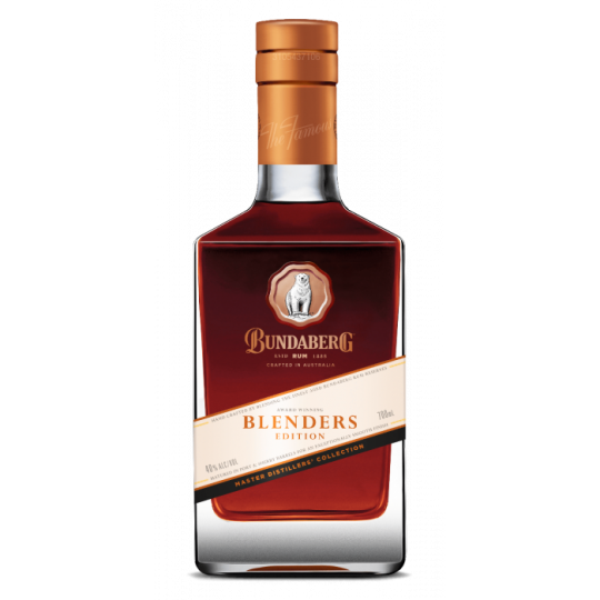 Paramount Bundaberg Master Distillers Blenders Edition Rum 700ml bottle with detailed label and amber liquid inside.