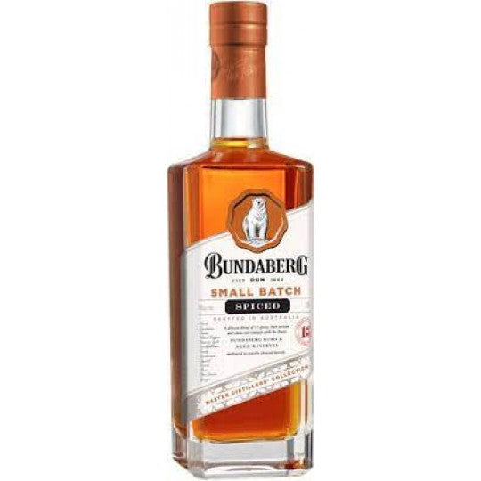 Paramount Bundaberg MDC Small Batch Spiced Rum 700ml bottle with label and dark amber liquid inside.