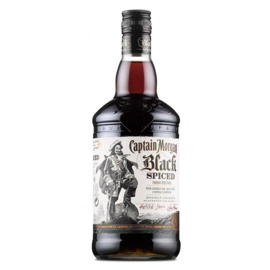 Captain Morgan Black Spiced Rum 700ml bottle from Paramount, dark spiced rum with a distinctive label and black cap.