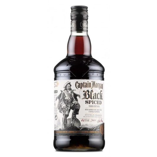 Captain Morgan Black Spiced Rum 700ml bottle from Paramount, dark spiced rum with a distinctive label and black cap.