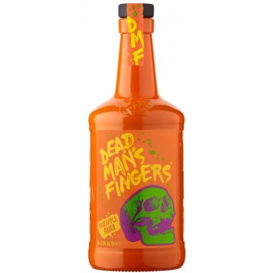Paramount Dead Man's Fingers Pineapple Rum 700mL bottle with tropical pineapple label and dark amber liquid inside.