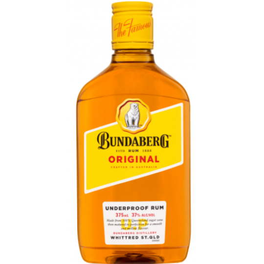 Pack of 24 Bundaberg UP Rum & Cola premix bottles by Paramount, 345mL each, with clear bottle labels and colorful packaging.