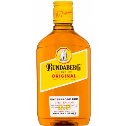 Pack of 24 Bundaberg UP Rum & Cola premix bottles by Paramount, 345mL each, with clear bottle labels and colorful packaging.