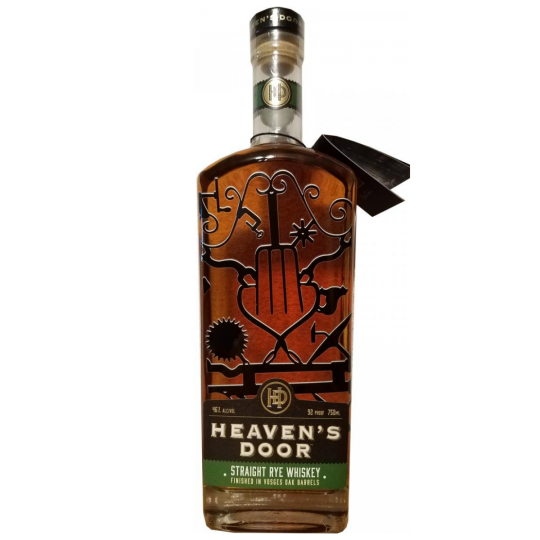 Paramount Heaven's Door Straight Rye Whiskey 700ml bottle with label and dark amber liquid inside.