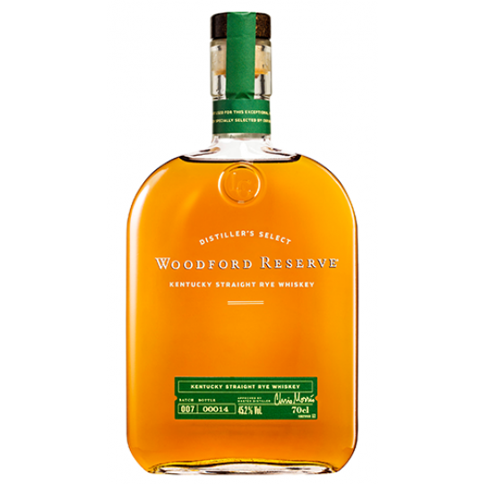 Paramount Woodford Reserve Rye Whiskey 700ml bottle with label and wooden box packaging, showcasing premium rye whiskey product.