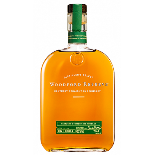Paramount Woodford Reserve Rye Whiskey 700ml bottle with label and wooden box packaging, showcasing premium rye whiskey product.