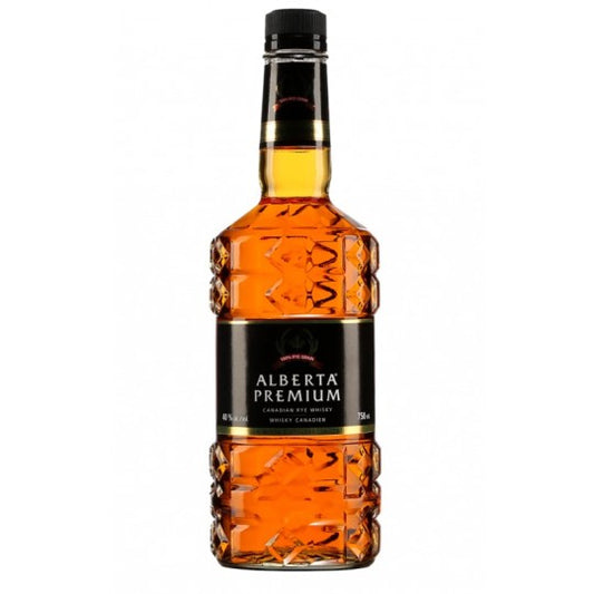 Paramount Alberta Premium Canadian Rye Whisky bottle, 750ml, with label featuring rye grain imagery and brand logo.