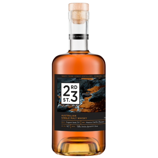 Paramount 23rd Street Australian Single Malt Whisky 700ml bottle with label and packaging, showcasing premium single malt quality.