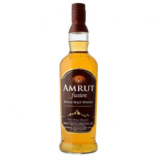 Paramount Amrut Fusion Indian Single Malt Whisky bottle, 700ml, with label and packaging visible.