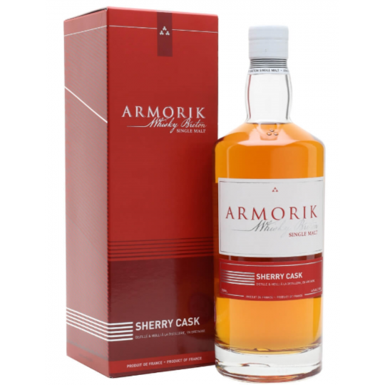 Paramount Armorik Double Maturation French Single Malt Whisky 700ml bottle with label and packaging on display.