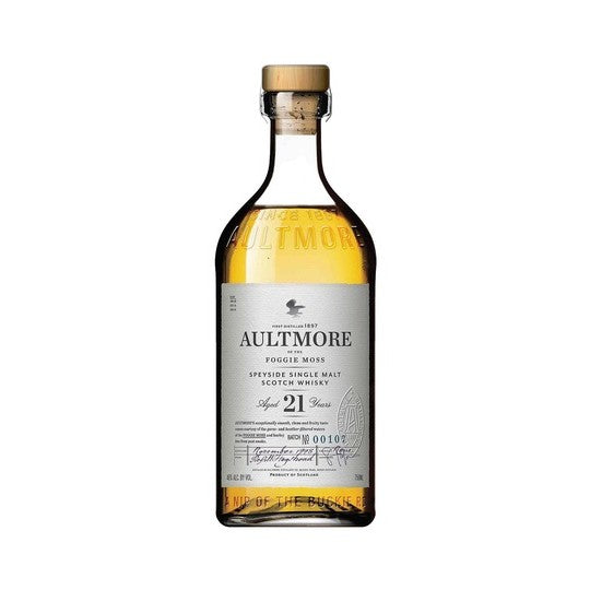 Aultmore 12-Year-Old single malt Scotch whisky bottle from Paramount, with a clear label and elegant packaging.