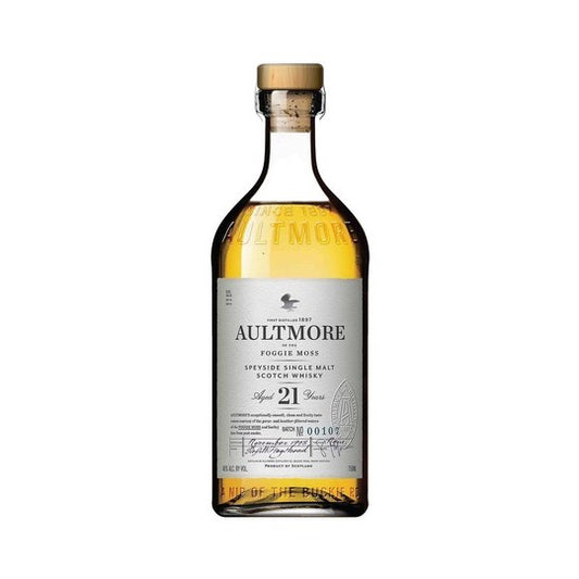 Aultmore 12-Year-Old single malt Scotch whisky bottle from Paramount, with a clear label and elegant packaging.