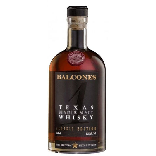 Paramount Balcones Texas Single Malt Whisky 700mL bottle with label and amber-colored liquid inside.
