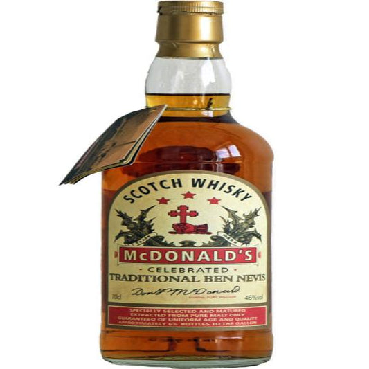 Ben Nevis McDonald's Highland Single Malt Scotch Whisky bottle from Paramount, 700ml, with label and packaging details visible.