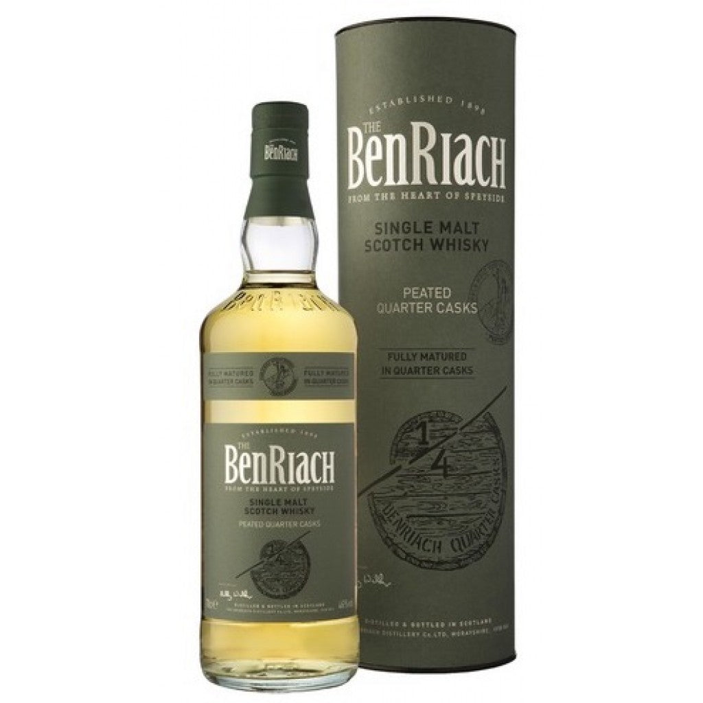 Benriach Quarter Cask Single Malt Scotch Whisky bottle from Paramount featuring a dark label and amber liquid inside.