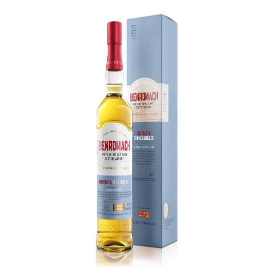 Benromach Triple Distilled 2011 Single Malt Scotch Whisky bottle by Paramount, showing rich amber color and label details.