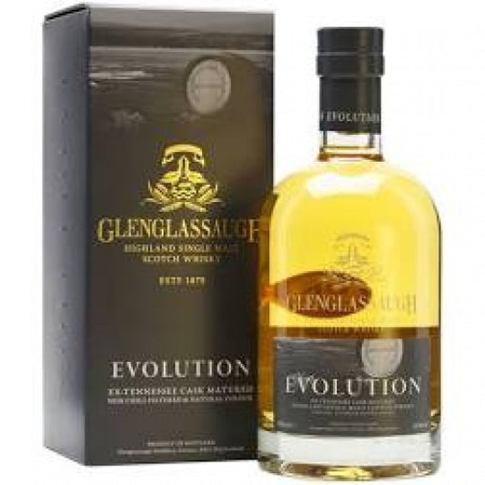 Paramount Glenglassaugh Evolution Single Malt Scotch Whisky bottle, 700ml with label and packaging details.