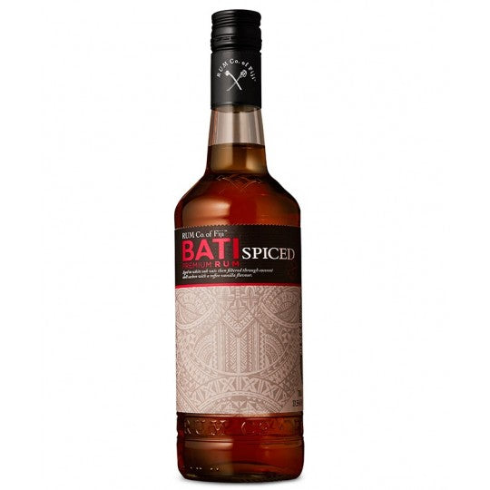 Paramount Bati 2 Year Old Spiced Rum 700ml bottle with dark amber liquid and branded label, showing the spiced rum inside.
