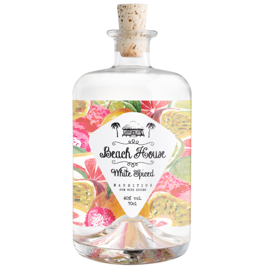 Paramount Beach House White Spiced Rum bottle with passionfruit, lychee, and green lime flavors in a 700ml bottle.