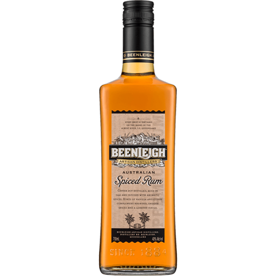 Beenleigh Spiced Rum in a 700ML bottle by Paramount, featuring dark amber liquid and a label with traditional branding.