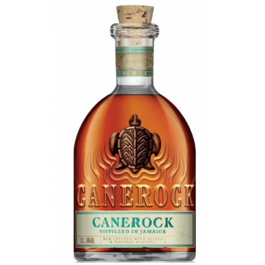 Paramount Canerock Jamaican Spiced Rum 700ml bottle with dark label and cap, showcasing the spiced rum product.