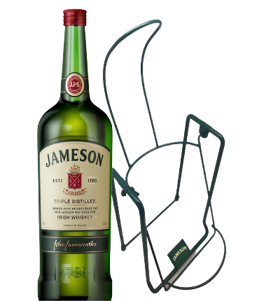 Jameson Irish Whiskey Cradle 4.5Lt from Paramount, featuring a wooden cradle for storing and displaying the whiskey bottle.