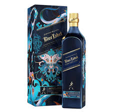Johnnie Walker Blue CNY Dragon spirits bottle, 750ml, with red dragon design and blue label, from Paramount Spirits.