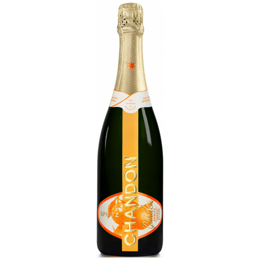 Paramount Chandon Garden Spritzed Wine 750mL bottle with vibrant label and elegant glass, showcasing sparkling wine inside.