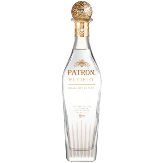 Paramount Patron El Cielo Silver Tequila bottle, 700ml, featuring a sleek silver label and tequila branding on the glass bottle.