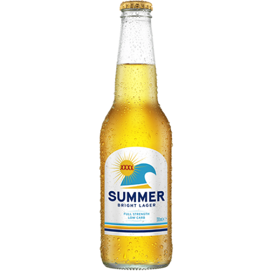 24 bottles of Paramount Summer Bright Lime Lager in 330ml traditional beer bottles, showcasing vibrant lime labels.