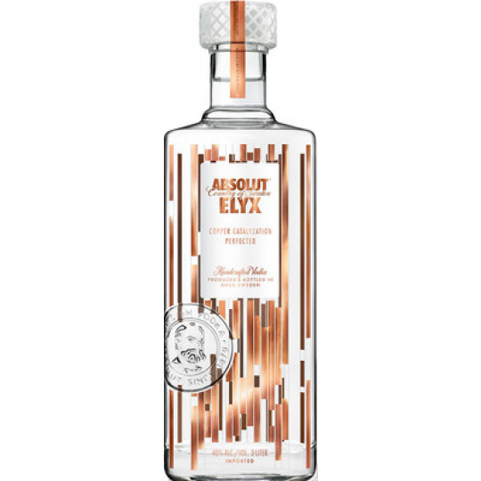 Bottle of Paramount Absolut Elyx Vodka 3-liter with sleek label and clear glass container, showcasing premium vodka design.