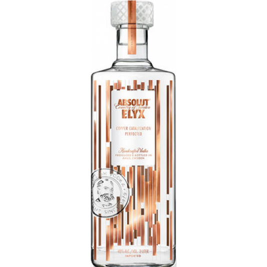 Bottle of Paramount Absolut Elyx Vodka 3-liter with sleek label and clear glass container, showcasing premium vodka design.