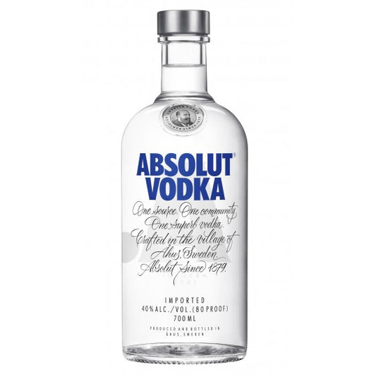 Paramount Absolut Vodka 700ml bottle with clear glass and blue label, showcasing a premium vodka brand.