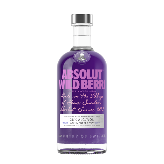 Paramount Absolut Vodka Wild Berri 700ml bottle with clear label, featuring wild berry flavor and premium vodka inside.