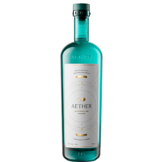 A bottle of Paramount Aether Australian Vodka 700ml with clear label and sleek design on a white background.