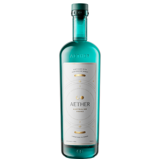A bottle of Paramount Aether Australian Vodka 700ml with clear label and sleek design on a white background.