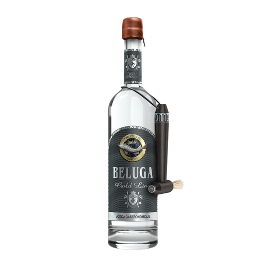 Premium Beluga Gold Line Vodka in a 750ml bottle, showcasing the clear, smooth liquid inside a sleek glass bottle.