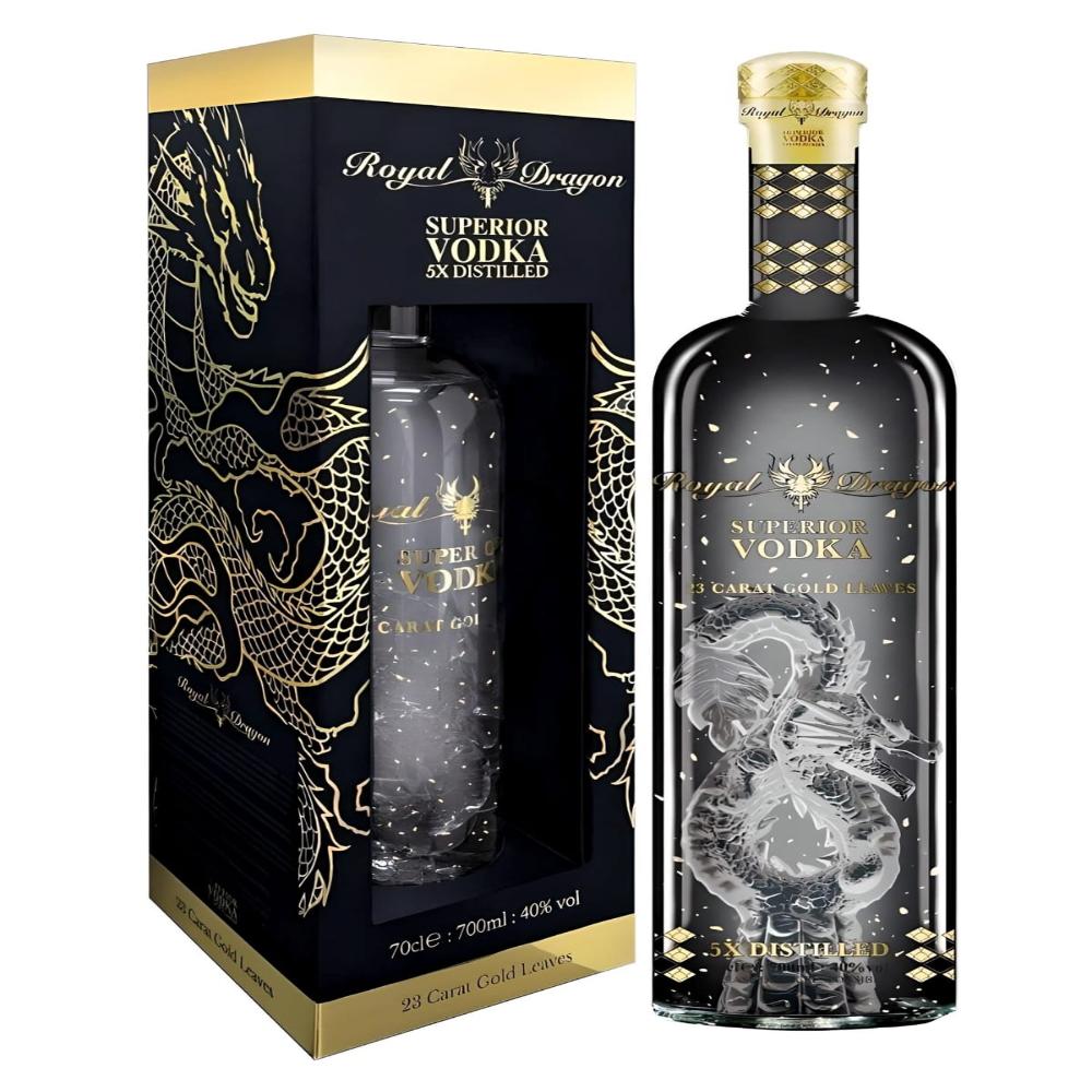 Paramount Royal Dragon Imperial Vodka 700ml gift box with elegant packaging and detailed dragon design.