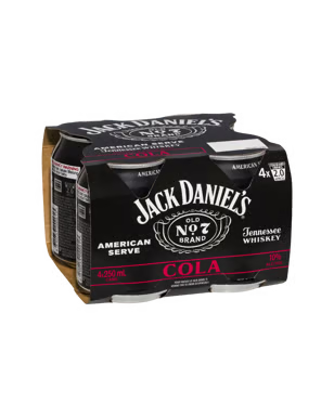 Paramount Jack Daniels Americans Serve & Cola whiskey premix cans, 250ml each, pack of 24.