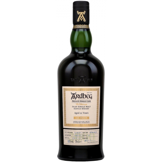 Paramount Ardbeg 21 Year Old Private Single Cask whisky in a 700ml bottle, featuring Oloroso sherry cask aging.