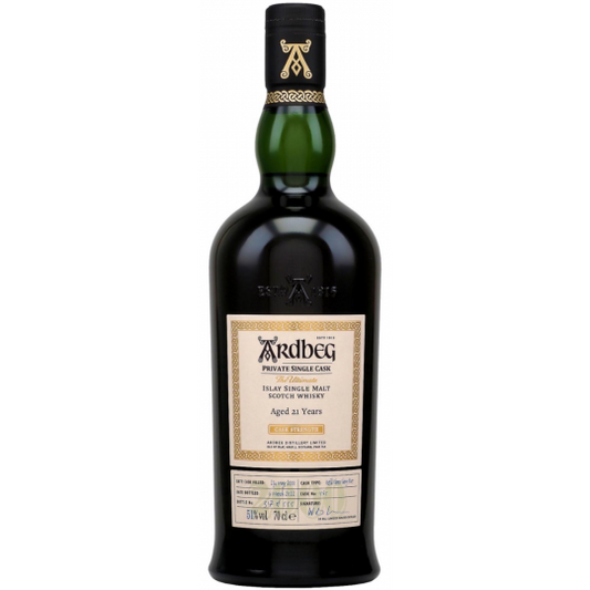 Paramount Ardbeg 21 Year Old Private Single Cask whisky in a 700ml bottle, featuring Oloroso sherry cask aging.